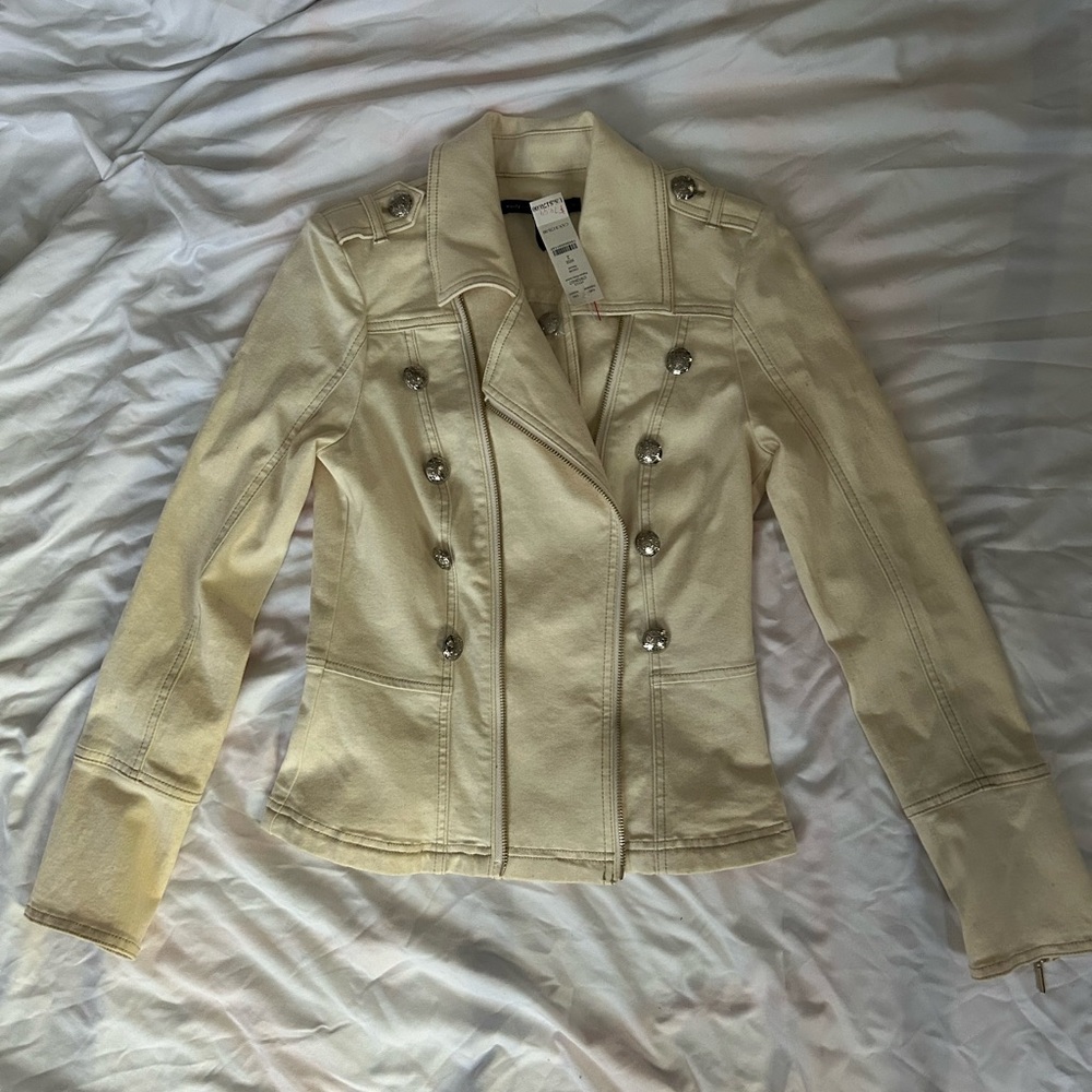 White House Black Market Beige Military Blazer
